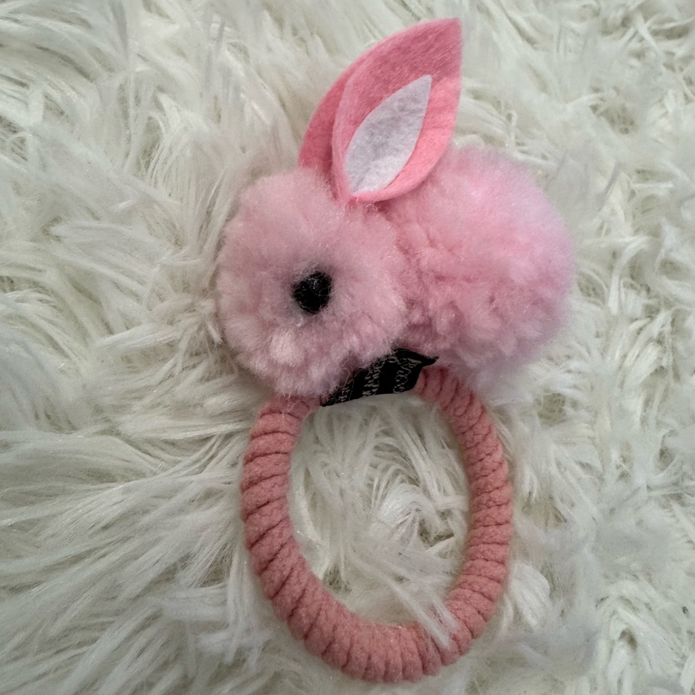 Pink Pom Pom Bunny Hair Tie
